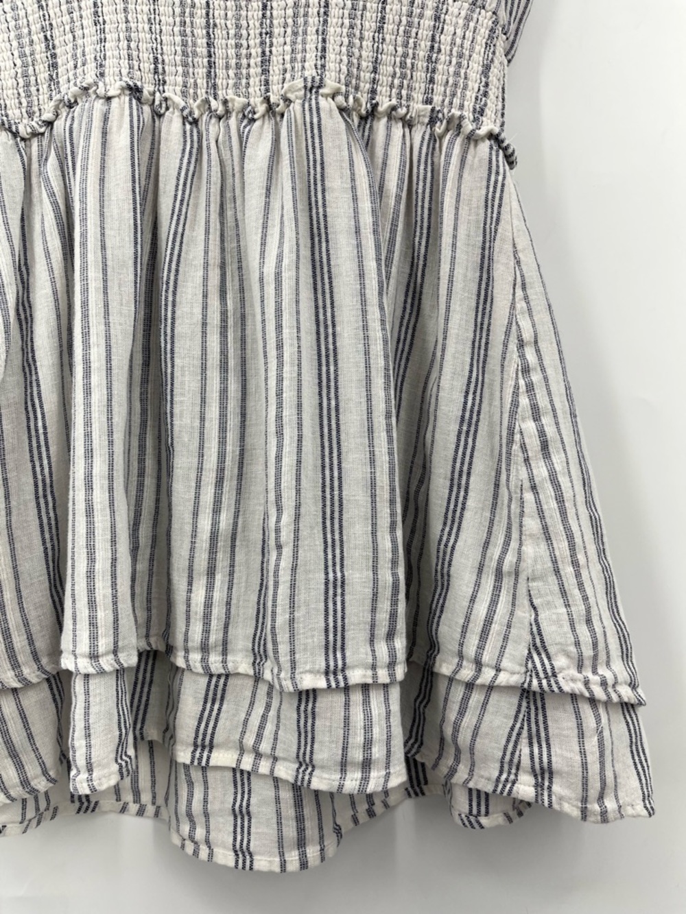 Rails L Angelina Cape May Stripe Linen 0486 Blend Mini Dress large blue white - Picture 6 of 11